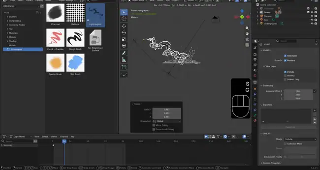 Grease Pencil in action inside Blender